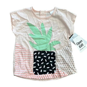 Open Edit Pink Creole Houseplant Print Tee 12 months